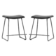 Set of 2 - Porter Nordberg Kitchen Low Stool 48cm - Black Frame - Black Veneer - Black Cushion Seat