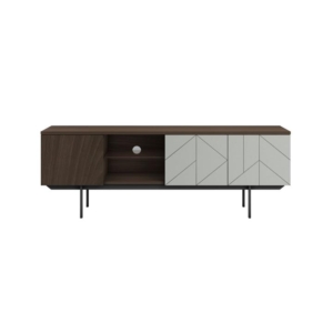 Mia TV Stand Cabinet Entertainment Unit - Walnut & Grey