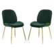 Set of 2 Casa Velvet Fabric Dining Chair - Gold Legs - Emerald