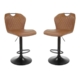 Set of 2 Alpha Fabric Kitcen Counter Bar Stool Gas Lift - Vintage Cognac