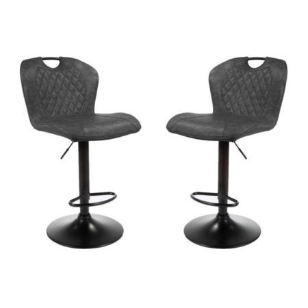 Set of 2 Alpha Fabric Kitcen Counter Bar Stool Gas Lift - Black