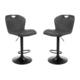 Set of 2 Alpha Fabric Kitcen Counter Bar Stool Gas Lift - Black