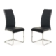 Set of 2 Giara Faux Leather Dining Chair Chrome Legs - Black