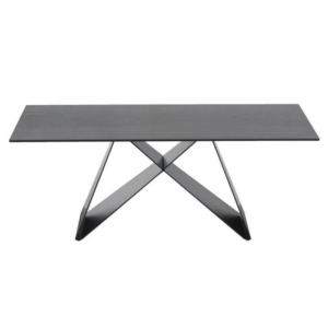 Odette Rectangular Coffee Table - Black Metal Frame - Shadow Grey Ceramic