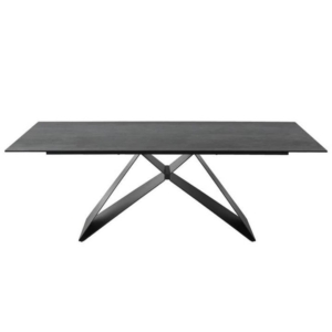 Odette Rectangular Dining Table 210cm - Black Metal Frame - Shadow Grey Ceramic