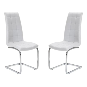 Set of 2 Hanson Faux Leather Dining Chair - Chrome Legs - White
