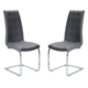 Set of 2 Hanson Faux Leather Dining Chair - Chrome Legs - Grey