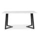 Leona Rectangular Dining Table With Marble Effect 160cm - Black Metal Frame - White Amore