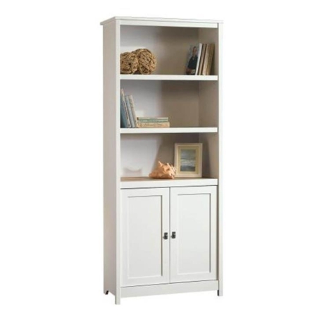 Cottage Road Library Display Bookcase With Doors - Soft White