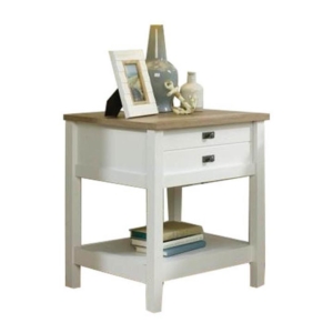 Cottage Road Night Stand Side Table - Soft White / Lintel Oak