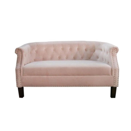 Designer Modern Velvet Fabric Loveseat 2-Seater Lounge Couch Sofa - Pink