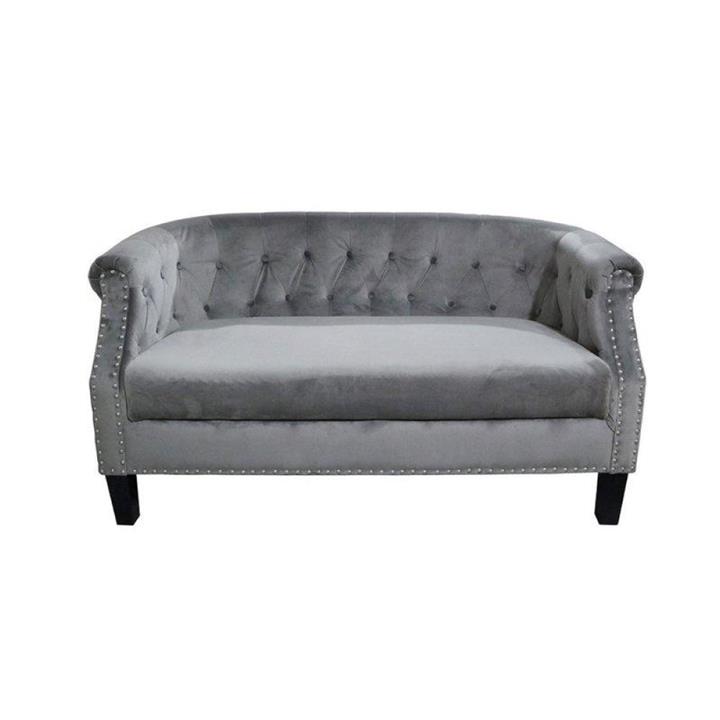 Designer Modern Velvet Fabric Loveseat 2-Seater Lounge Couch Sofa - Grey