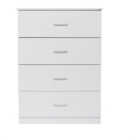 Modern 4-Drawer Chest Tallboy Storage Cabinet - White