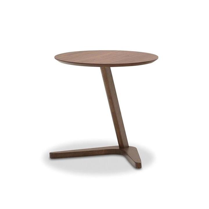 Round End Lamp Side Table - Walnut