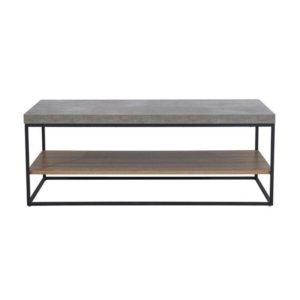 Rectangular Coffee Table - Black Metal Frame - Cement Grey