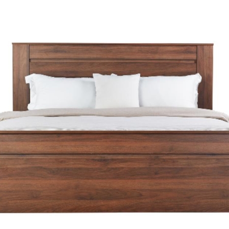Modern Wooden Bed Frame Queen Size W/ Headboard - Walnut