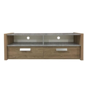 TV Stand Cabinet Entertainment Unit - Dark Oak / Matt Grey