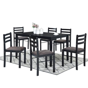 7Pc Dining Set Rectangular Dining Table 150cm With 6 Dining Chairs