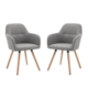 Set Of 2 Verona Fabric Dining Chair Wooden Legs - Grey