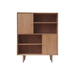 Niche Scandinavian Design Wooden High Display Bookcase Storage Cabinet - Natural