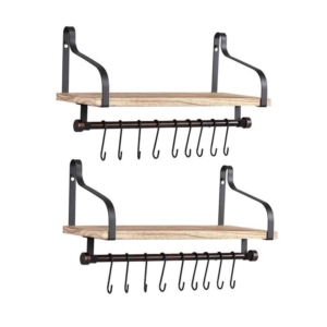 Floating Shelf Brackets Wall Shelves Mount Display Rack Storage Hook 2pcs