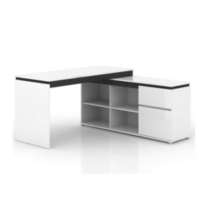 Artemis L-Shape Corner Executive Manager Office Computer Desk Table - High Gloss White