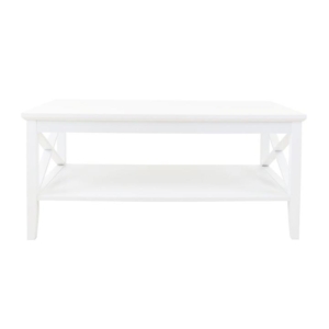 Hailey Rectangular Coffee Table 100cm W/ Open Shelf - White