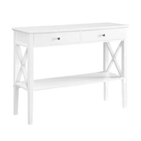 Hailey Hallway Console Hall Display Table W/ 2-Drawer Storage - White