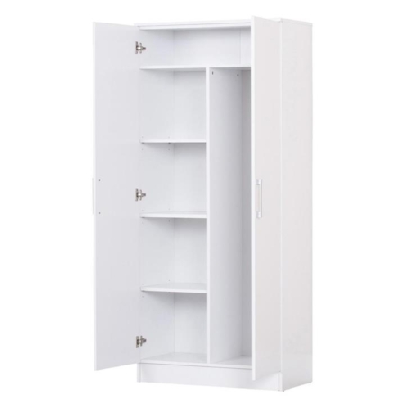 Nova 2-Door Multi-Purpose Broom Cleaning Cupboard Storage Cabinet - White