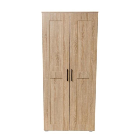 Nova 2-Door Tall Cupboard Tallboy Storage Cabinet - Light Sonoma Oak