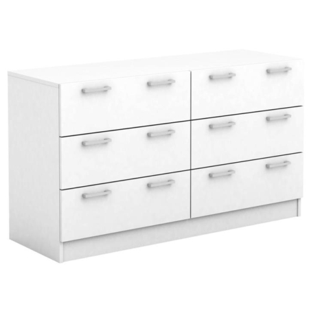 Lorenzo Chest of 6-Drawer Lowboy Sideboard Storage Cabinet - White