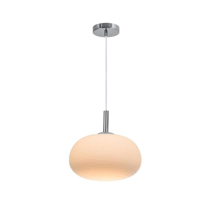 Lyndie Glass Modern Elegant Pendant Lamp Ceiling Light - Chrome