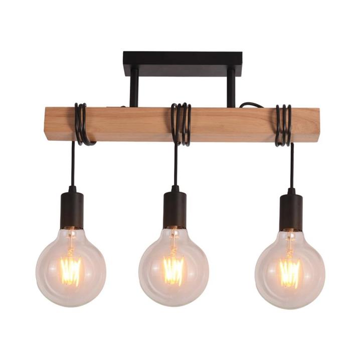 Tibery 3 Lights Modern Elegant Pendant Lamp Ceiling Light - Black & Natural