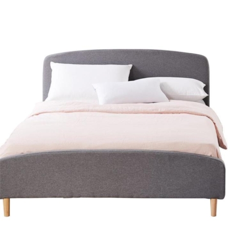 Bed Frame Queen Size Wooden Platform Linen Fabric Base Bedhead Headboard