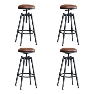 Set of 4 Rustic Industrial Bar Stool Kitchen Counter Swivel BarStools