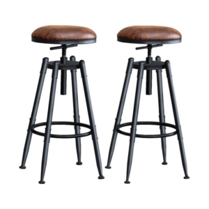 Set of 2 Rustic Industrial Bar Kitchen Stool Barstool Swivel Natural