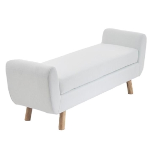 Connor Fabric Wing Ottoman Bench Foot Stool - White