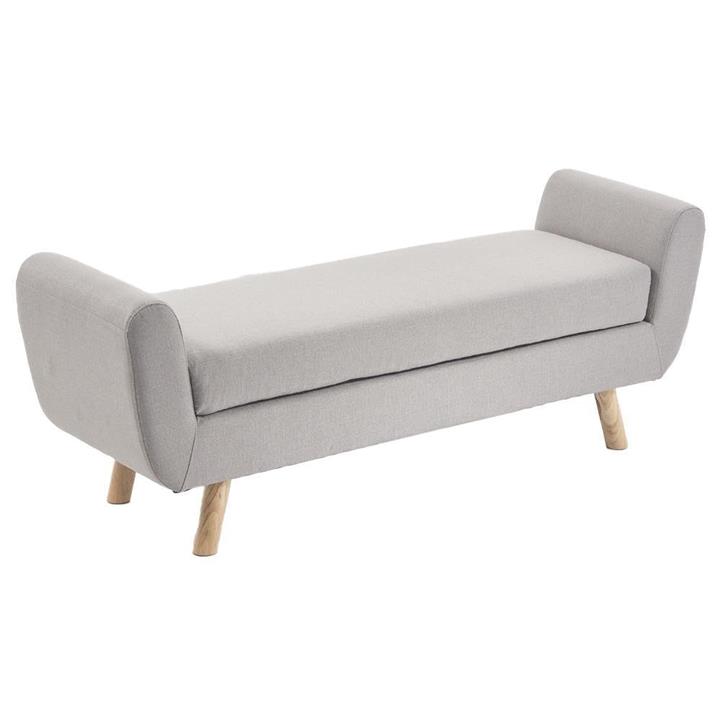 Connor Fabric Wing Long Ottoman Bench Foot Stool - Light Beige