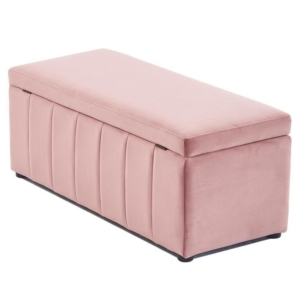 Lumine Velvet Storage Ottoman Box Bench Foot Stool - Pink