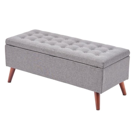 Demi Tufted Fabric Storage Ottoman Bench Foot Stool - Grey