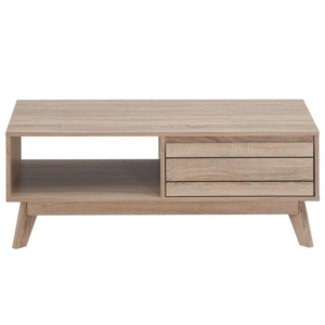 Raya Classic Scandinavian Wooden Open Shelf Rectangular Coffee Table - Oak