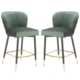 Set of 2 Gaia Velvet Fabric Kitchen Counter Bar Stool 63cm - Emerald