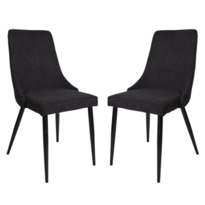 Set Of 2 Arty Fabric Dining Chair Black Metal Legs - Charcoal
