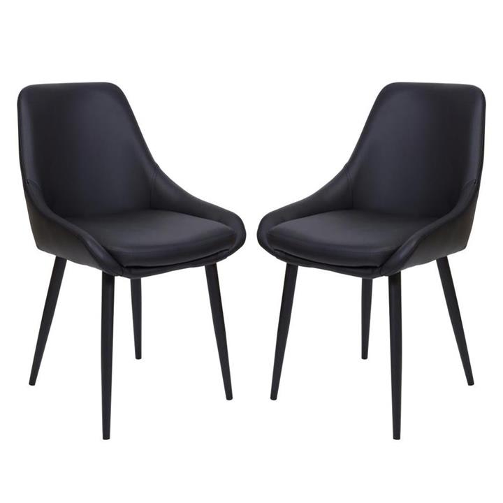 Set Of 2 Marco Faux Leather Dining Chair Metal Legs - Black