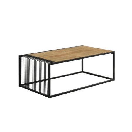 Erica Rectangular Coffee Table Wood Top Black Metal Frame - Maple