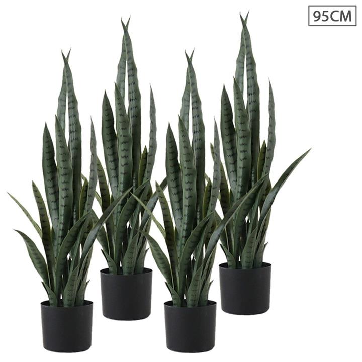 4X 95cm Artificial Indoor Snake Sansevieria Plant Fake Decoration Tree Flower Pot