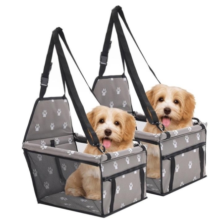 2X Waterproof Pet Booster Car Seat Breathable Mesh Safety Travel Portable Dog Carrier Bag Grey