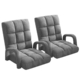 2X Foldable Lounge Cushion Adjustable Floor Lazy Recliner Chair with Armrest Grey