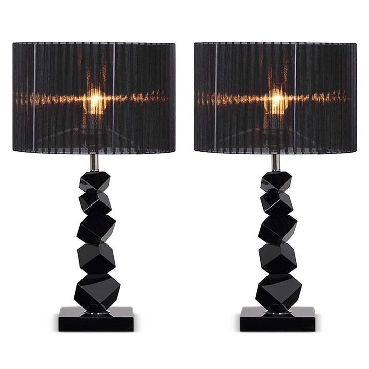 2X 60cm Black Table Lamp with Dark Shade LED Desk Lamp