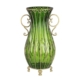 50cm Green Glass Oval Floor Vase with Metal Flower Stand